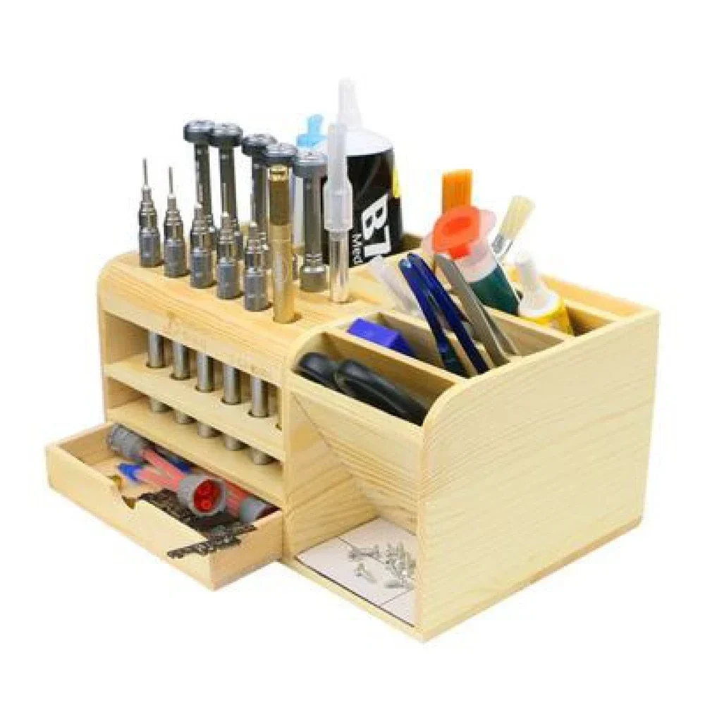 Desk Setup Wood - Peças pequenas de madeira ferramentas organizador