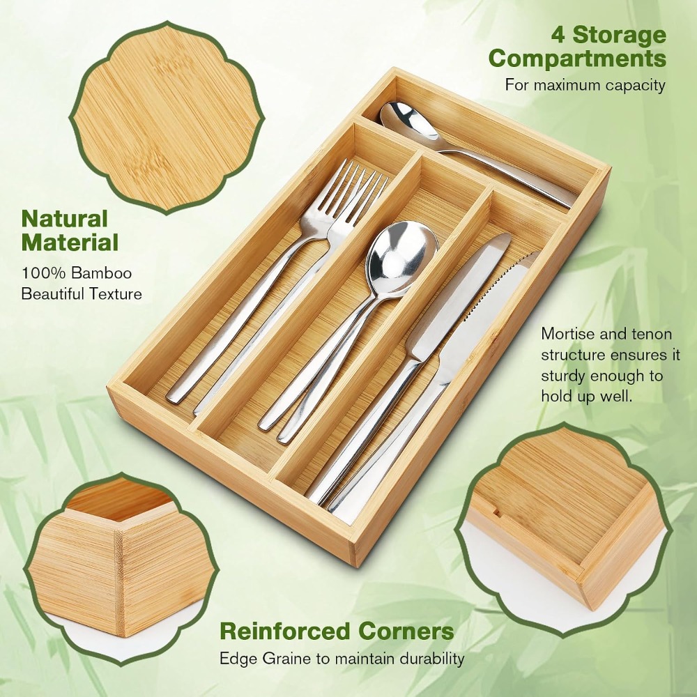 Drawer Organizer Bamboo - Organizador de Talheres Pequeno Mais Vendido:
