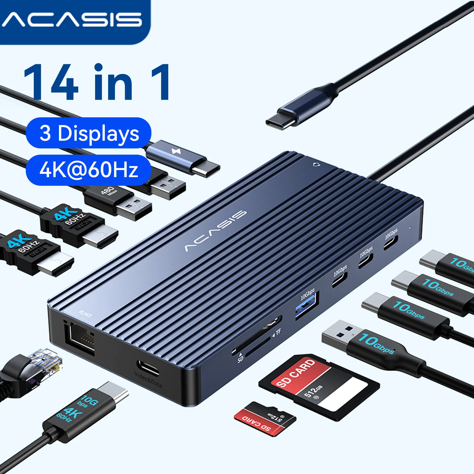 Desk Setup Mac - Acasis Hub USB-C 14 em 1