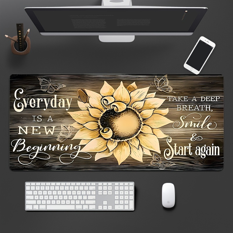 Desk Setup Inspiration - Mouse Pad Girassol Inspirador Grande Antiderrapante