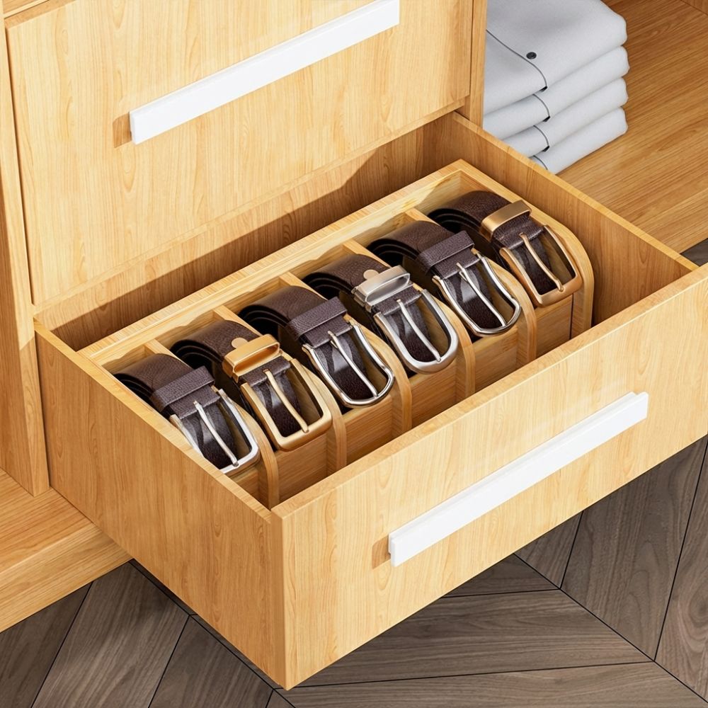 Drawer Organizer Bamboo - Organizador de Cintos de Bambu Multifuncional