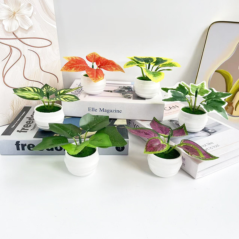 Plant Pot Small Desk - Plantas verdes artificiais em pequenos vasos