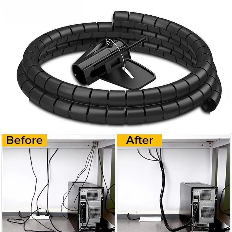 Desk Setup Cable Management - Protetor de fio de cabo preto