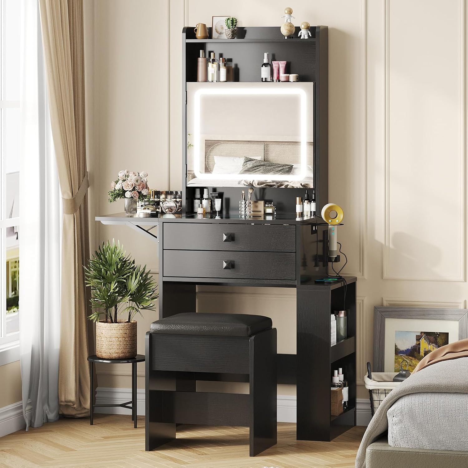 Desk Vanity Setup - Pequena Mesa de Maquiagem com Painel