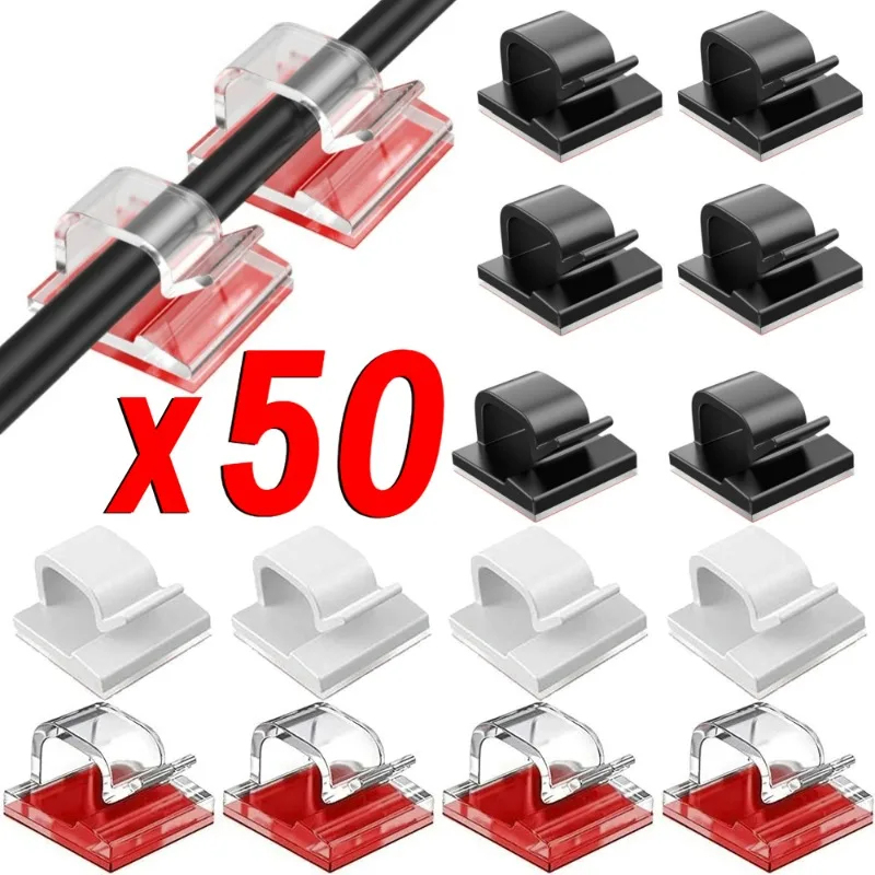 Desk Setup Cable Management - 10/20/50 pçs clipes organizadores de cabo