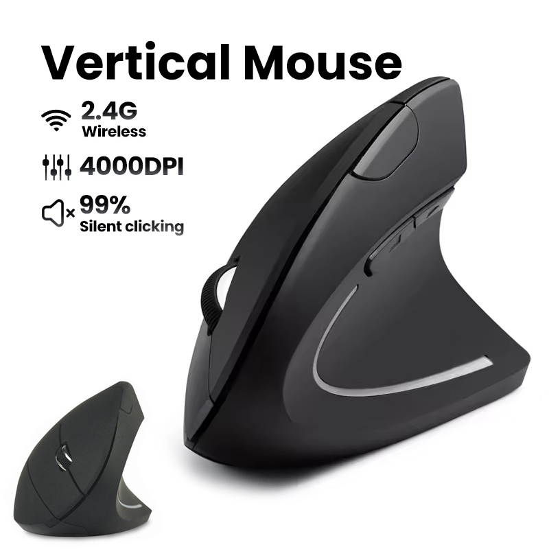 Desk Setup Ergonomics - Mouse Ergonômico Sem Fio 1600 DPI