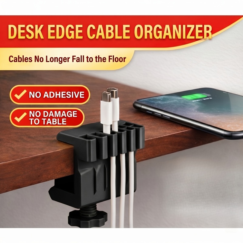 Desk Setup Cable Management - 3 clipes organizadores de cabos para