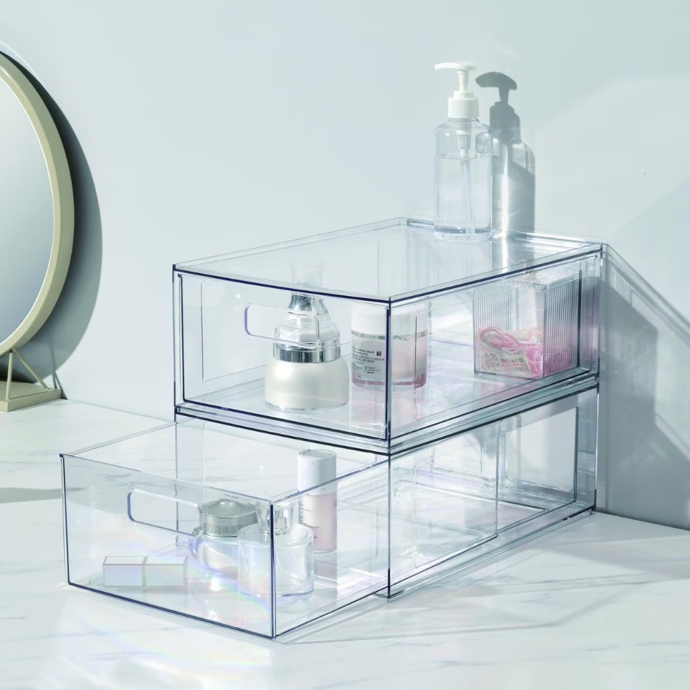 Drawer Organizer Bamboo - Gavetas Deslizantes de Plástico Transparente Brilhante