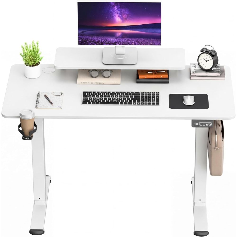 Desk Setup Home Office - Mesa Ajustável Branca de 47 Polegadas