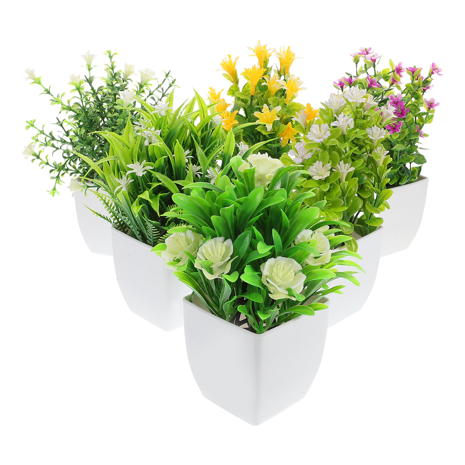 Plant Pot Small Desk - 6 Peças de Plantas Artificiais Realistas