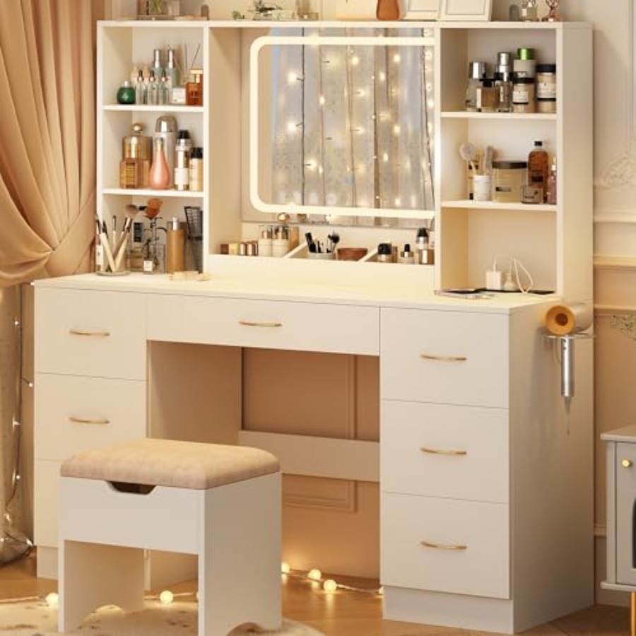 Desk Vanity Setup - Penteadeira grande de 47 polegadas com