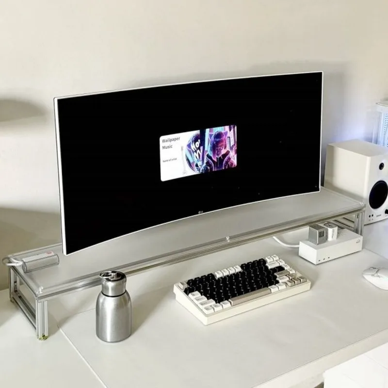 Desk Setup For Laptop And Monitor - Suporte de monitor de alumínio acrílico