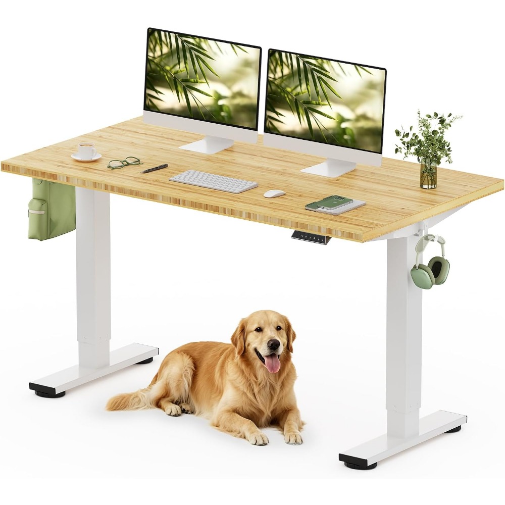 Desk Setup Home Office - FLEXISPOT Mesa de Escritório em Bambu