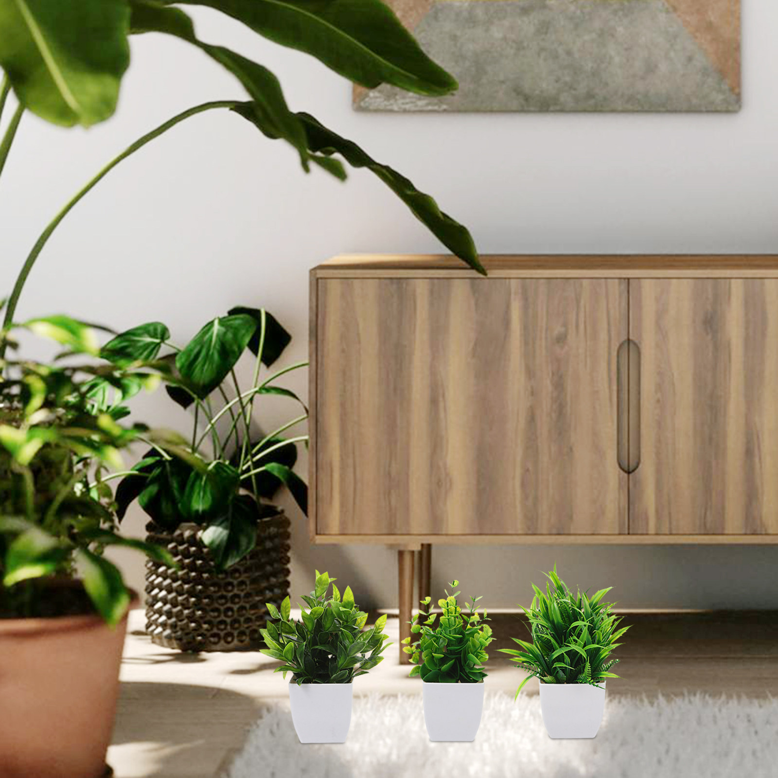 Plant Pot Small Desk - 3 Peças de Pequenas Plantas Artificiais