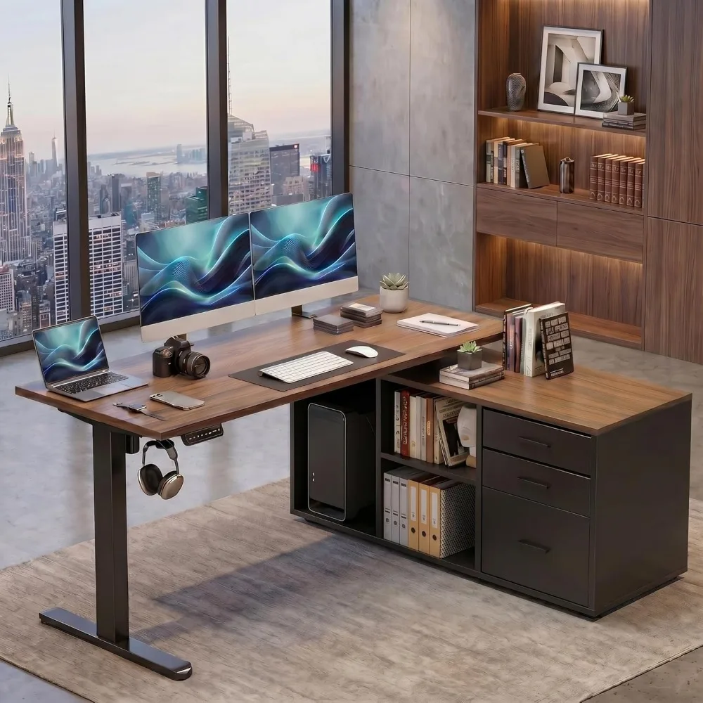 Mesa de Escritório em L HUANUO - L Shaped Desk Setup avaliação e preço