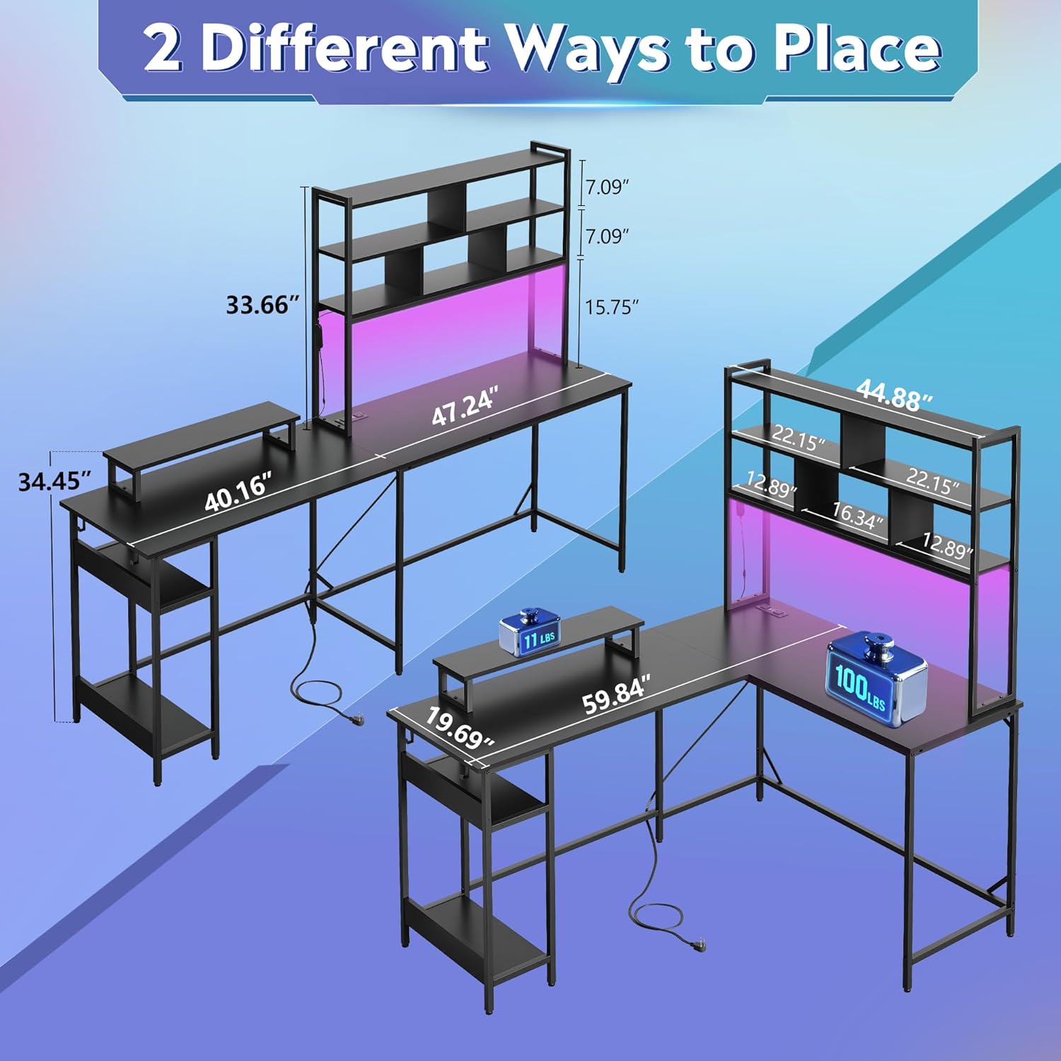 Mesa de jogos em forma de L co - Desk Setup Gaming avaliação e preço