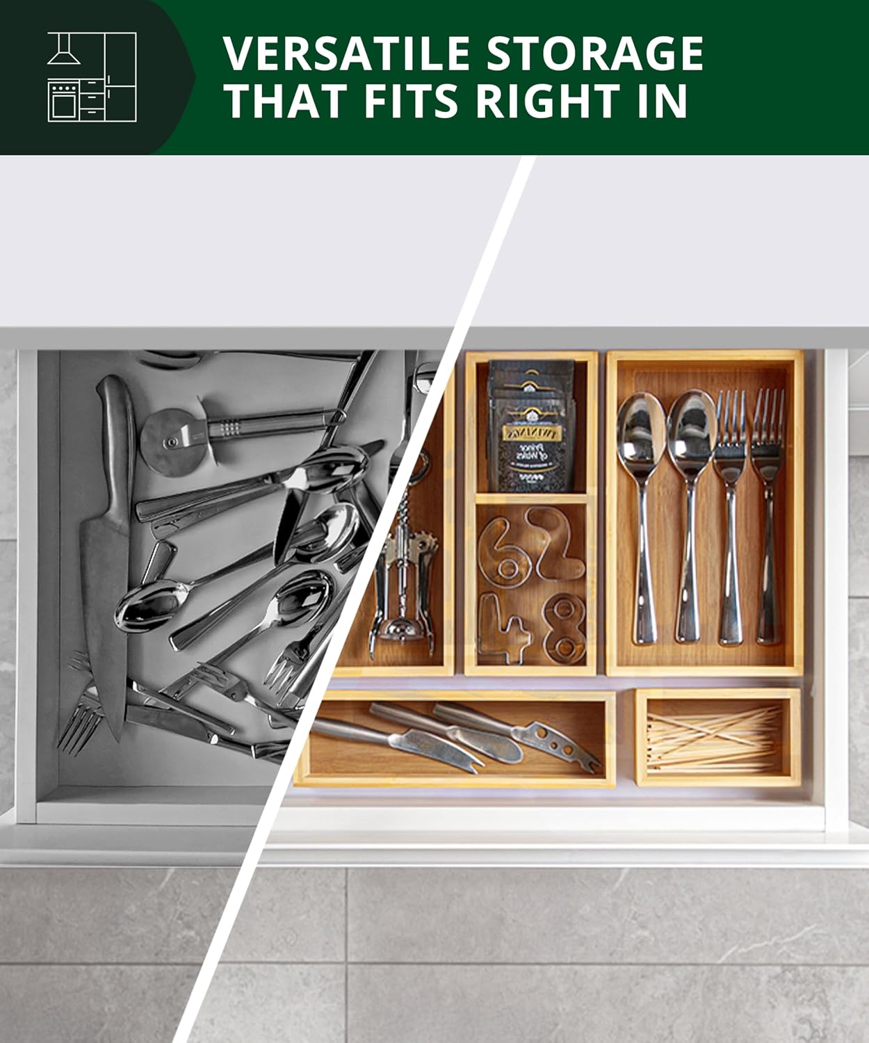 Conjunto de organizadores de g - Drawer Organizer Bamboo avaliação e preço