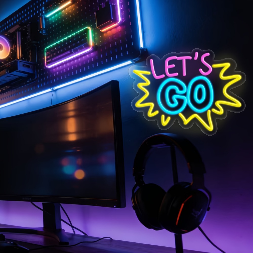 LET'S GO Letreiro Neon LED Mul - Desk Setup Inspiration avaliação e preço