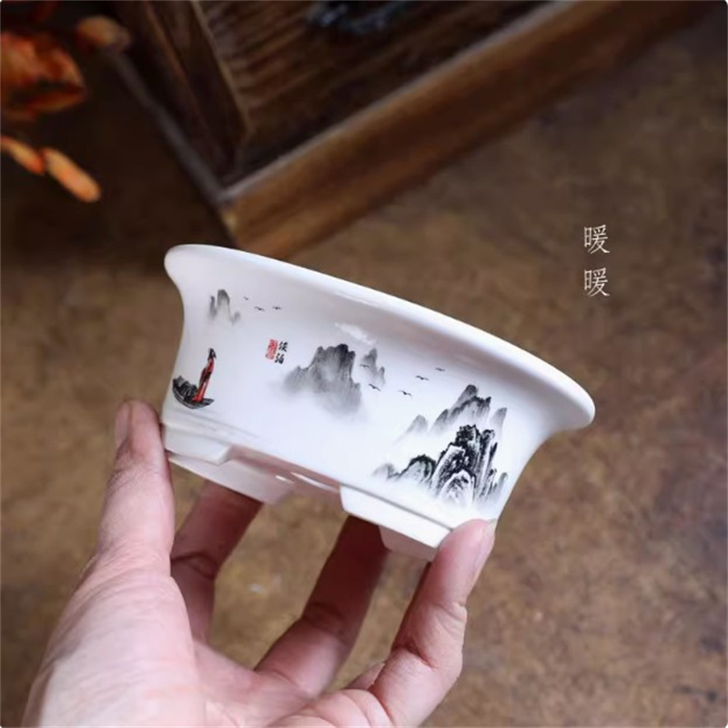 Pote de bonsai oval branco de  - Plant Pot Small Desk avaliação e preço