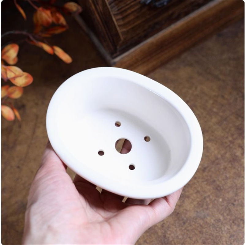 Pote de bonsai oval branco de  - Plant Pot Small Desk avaliação e preço