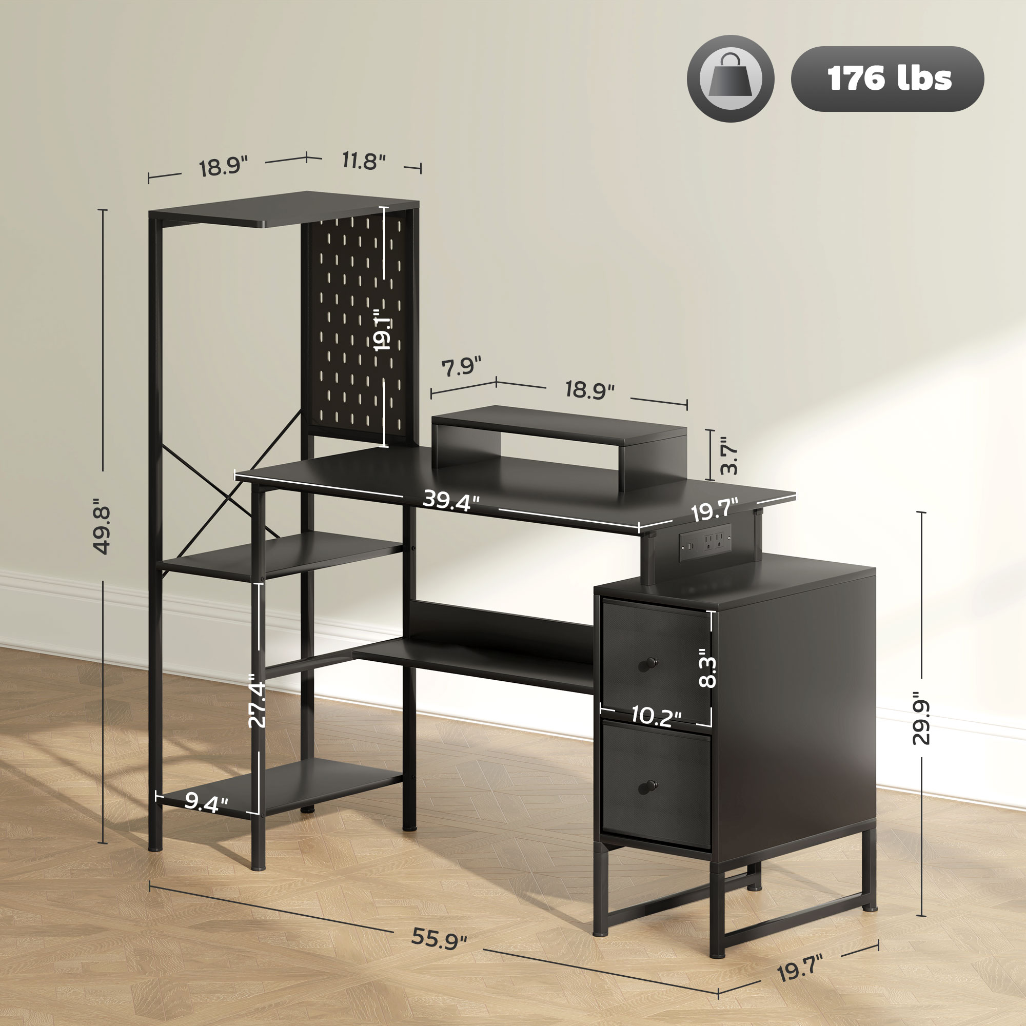 Mesa de Jogos Homcom de 56 pol - Desk Setup Home Office avaliação e preço