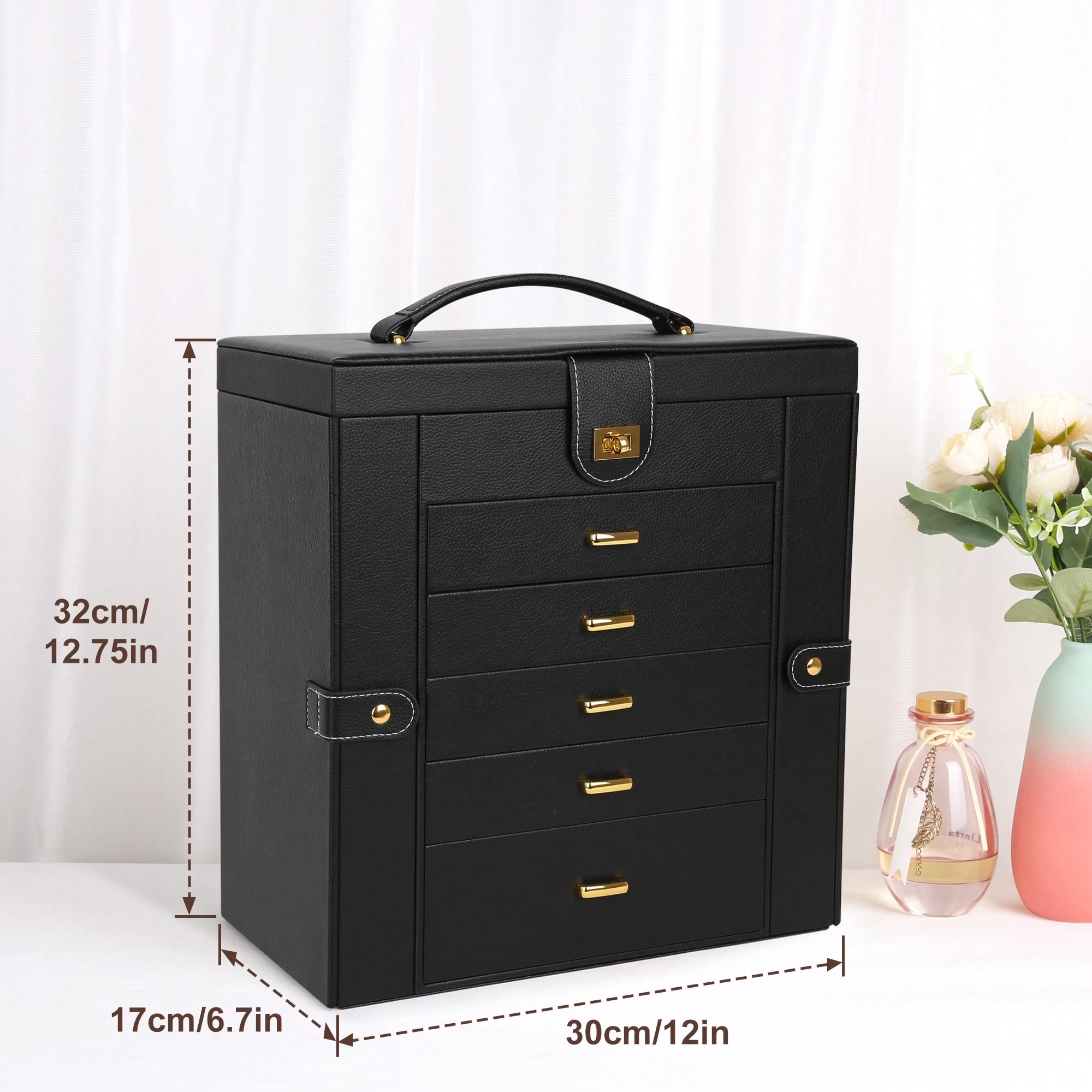 Caixa de Joias de Couro PU de  - Drawer Organizer Bamboo avaliação e preço