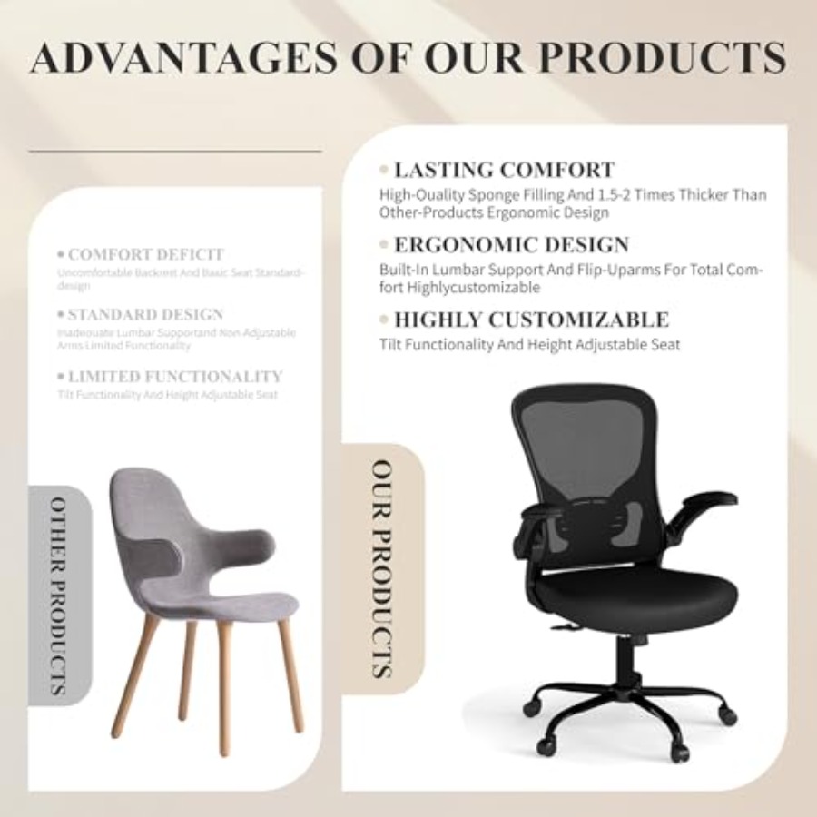 Cadeira de escritório em malha - Desk Setup Ergonomics avaliação e preço
