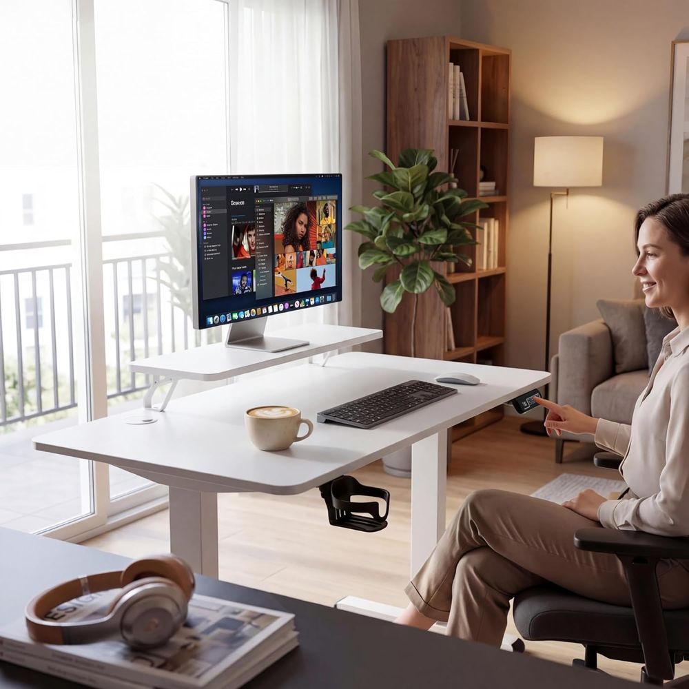 Mesa Ajustável Branca de 47 Po - Desk Setup Home Office avaliação e preço