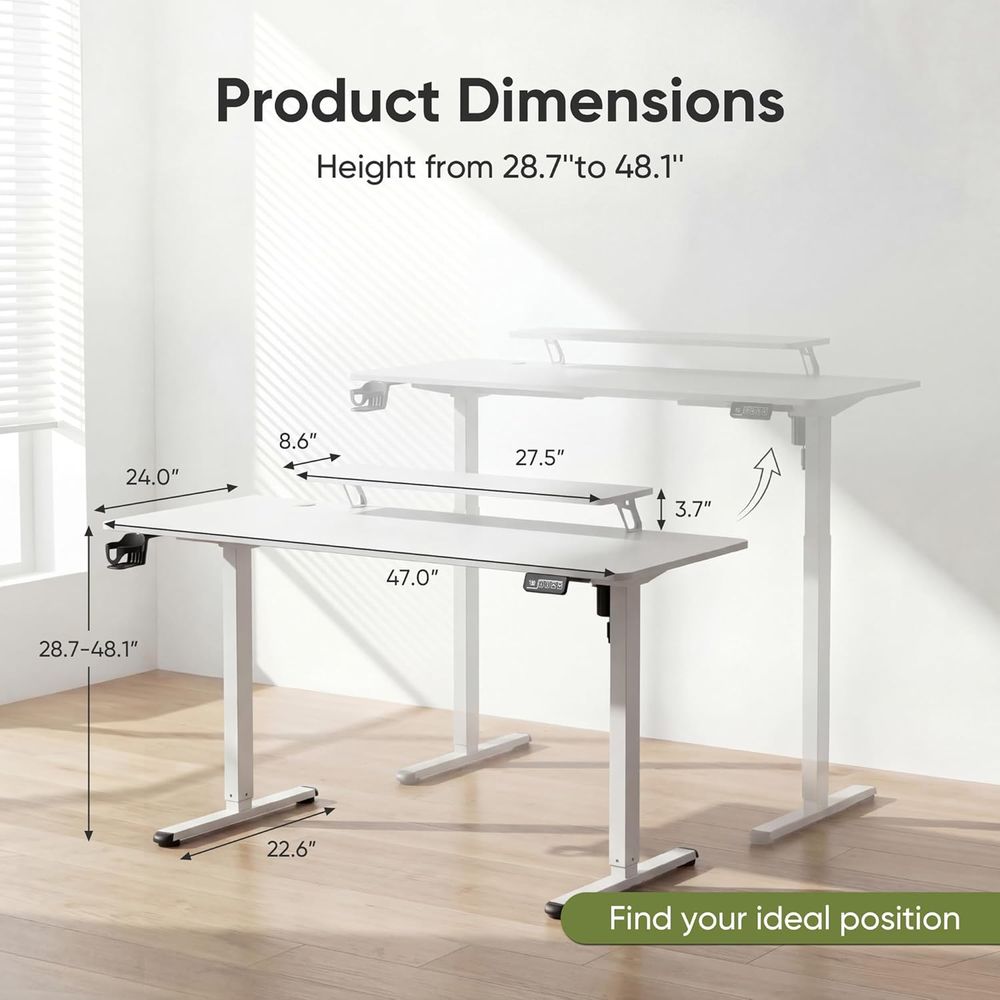 Mesa Ajustável Branca de 47 Po - Desk Setup Home Office avaliação e preço