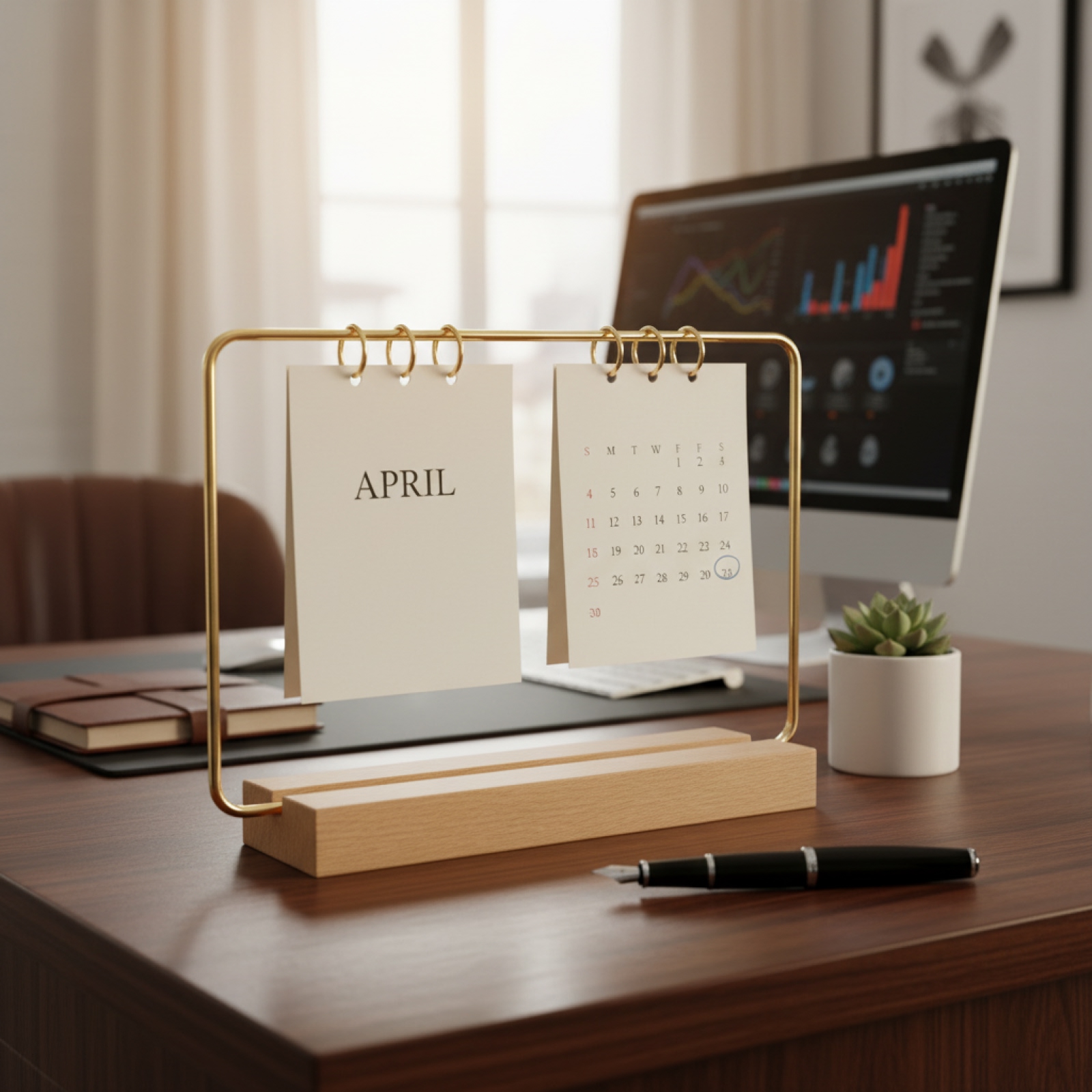 Suporte de calendário com base - Desk Setup Wood avaliação e preço