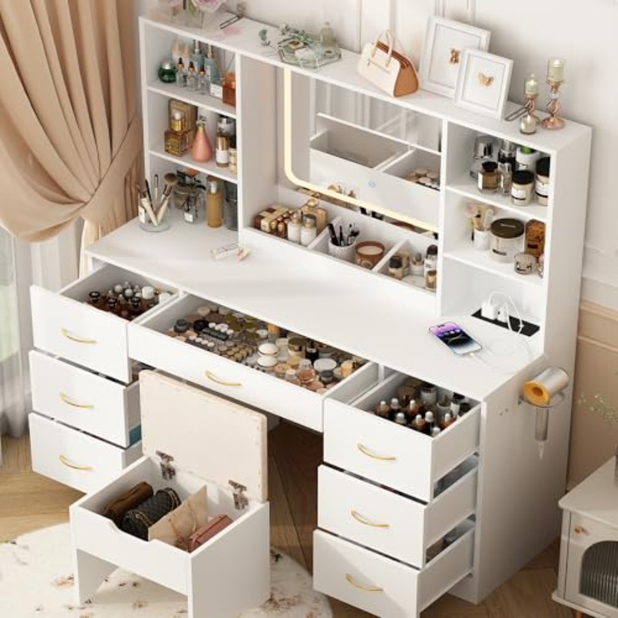 Penteadeira grande de 47 poleg - Desk Vanity Setup avaliação e preço