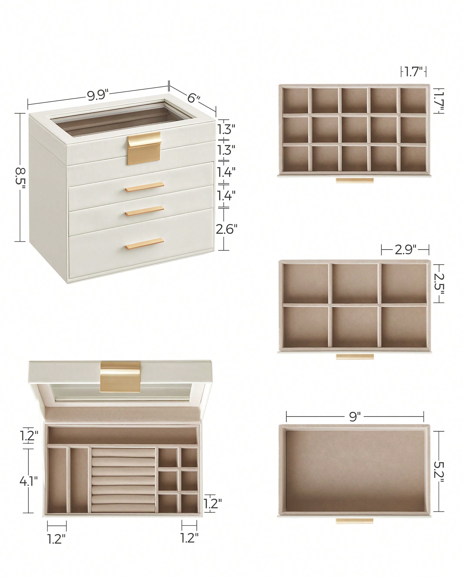 Organizador de Joias de 4 Cama - Drawer Organizer Bamboo avaliação e preço